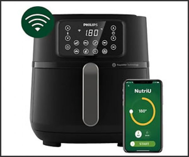 PHILIPS HD9285/90 Connected Airfryer XXL Series 5000 7.2L Heißluftfritteuse 2000 Watt Schwarz/Dunkles Silber