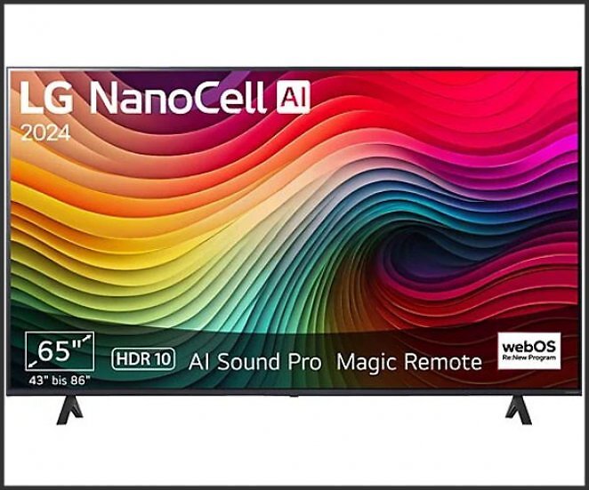 LG 65NANO81T6A NanoCell TV (Flat, 65 Zoll / 165 cm, UHD 4K, SMART TV, webOS 24 mit LG ThinQ)