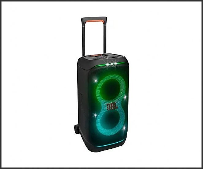 JBL PartyBox Stage 320 Tragbarer Partylautsprecher mit Rollen, Schwarz