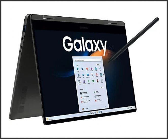 SAMSUNG Galaxy Book3 360°, Notebook, mit 13,3 Zoll Display Touchscreen, Intel® Evo™ Plattform, Intel® Core™ i5 i5-1340P (Evo) Prozessor, 8 GB RAM, 256 GB SSD, Intel® Iris® Xᵉ, Graphite, Windows 11 Home (64 Bit)