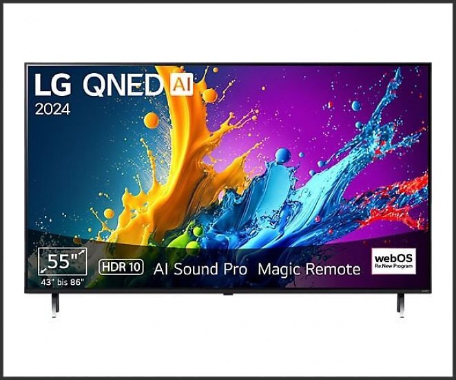 LG 55QNED80T6A LG QNED TV (Flat, 55 Zoll / 139 cm, UHD 4K, SMART TV)