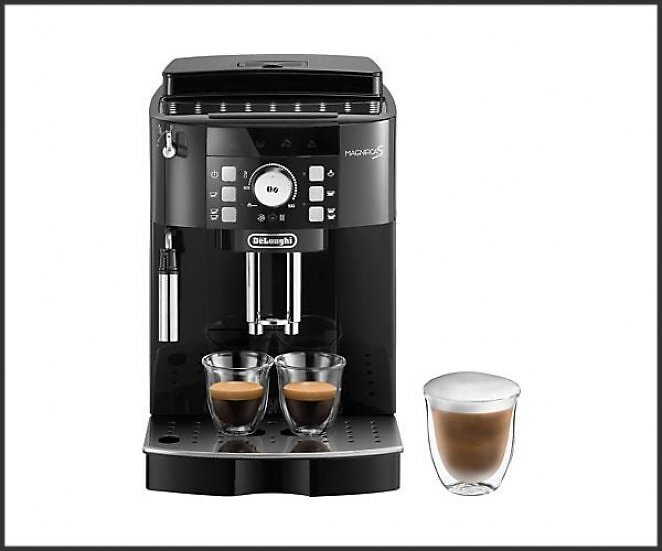 DELONGHI Magnifica S ECAM21.116.B - 5 Kaffeespezialitäten, kompakt, elegantes Design, Direktwahltasten, leichte Bedienung, Kaffeevollautomat Schwarz