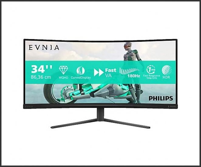 PHILIPS 34M2C3500L 34 Zoll WQHD Gaming Monitor 1 ms Reaktionszeit 180 Hz