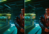Ein Raytracing-Beispiel bei Cyberpunk 2077: Rechts sehen drei Stellen einfach nur vom Licht her ein wenig anders aus - auf dem Boden aber sieht man deutlich die realistischeren Spiegelungseffekte bei den Ziffern 2 und 5.