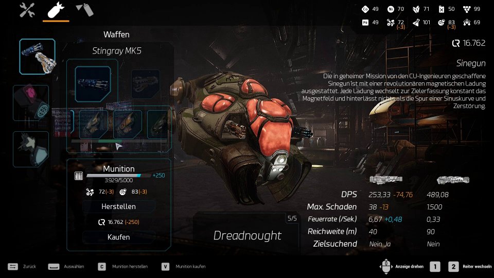 Unsere sechs Schiffe verbessern wir mit Waffen und Upgrades.&nbsp;Leider ist das System sehr oberflächlich.