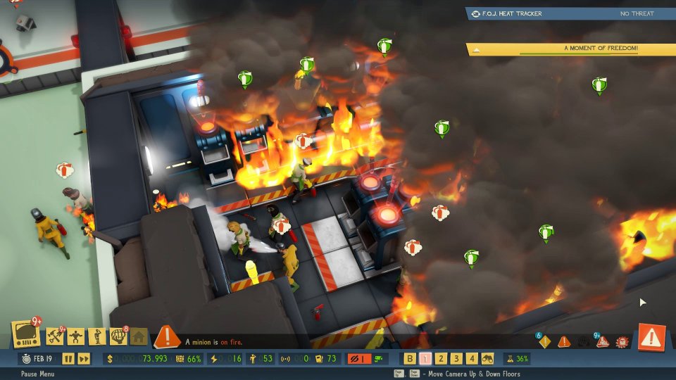 Saboteure schleichen unerkannt in unsere Basis und setzen Räume in Brand. Unbedingt Feuerlöscher auf den Gängen installieren!