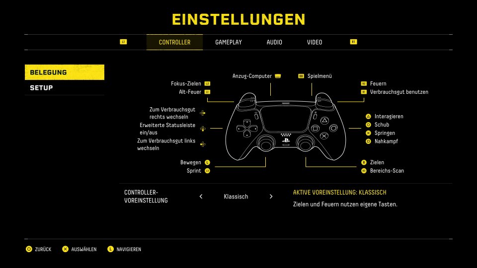 Euch nervt die Doppelbelegung der L2-Taste? Dann stellt im Controller-Menü auf 'klassisch' um.