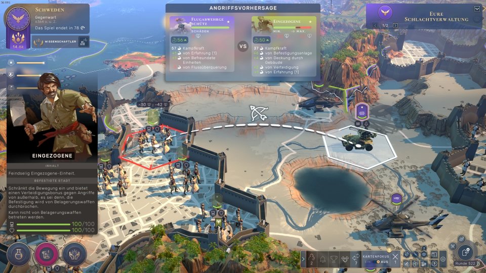Flak-Panzer gegen Axtkämpfer: Im letzten Spielabschnitt prallen ungleiche Technologien aufeinander. Den Zahlenwerten ist das allerdings ziemlich egal.