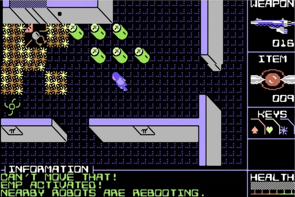 Links oben geht gerade ein Levelboss hops. Die vom Spieler angeschleppten grünen Fässer bilden eine Sprengfalle. Einmal drauf schießen und … BUMM!&nbsp;