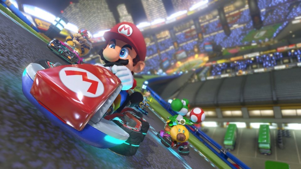 Mario Kart 8 Deluxe zeigt Mario in einem Kart