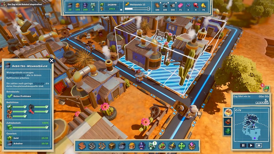 Wie in Anno: Alle Steambots haben Bedürfnisse, die ihr erfüllen müsst, um sie zur nächsten "Bürgerklasse" aufzuwerten.