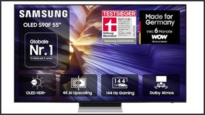 Samsung OLED S90F (55 Zoll, 144 Hz) inkl. 6 Monate WOW Filme & Serien